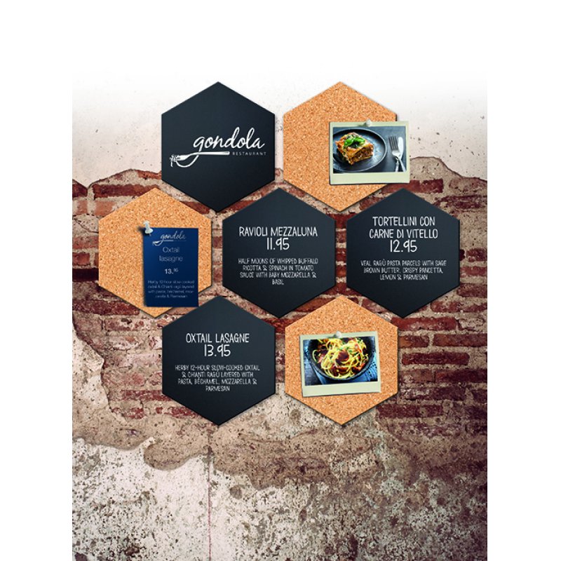 Securit FB-CB-HEX bulletin board Fixed bulletin board Black, Brown Cork, Metal