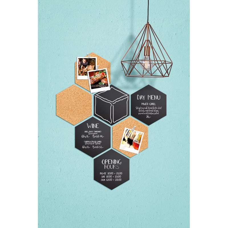 Securit FB-CB-HEX bulletin board Fixed bulletin board Black, Brown Cork, Metal