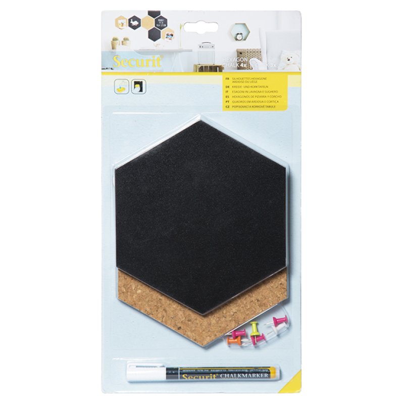 Securit FB-CB-HEX bulletin board Fixed bulletin board Black, Brown Cork, Metal