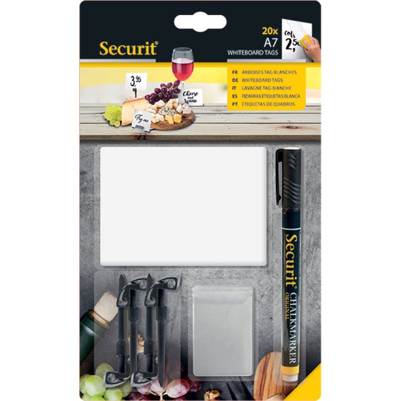 Securit Ardoise A7, blanc, kit de 20