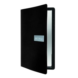 Securit Protège-menus RAW, A4, en cuir véritable, noir