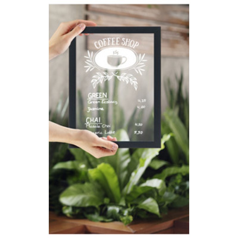 Securit Ardoise murale WOODY, en verre, cadre bois, noir