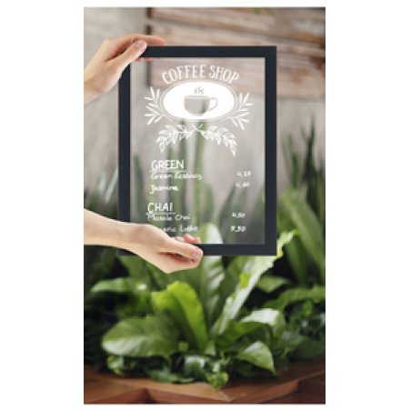 Securit Ardoise murale WOODY, en verre, cadre bois, noir