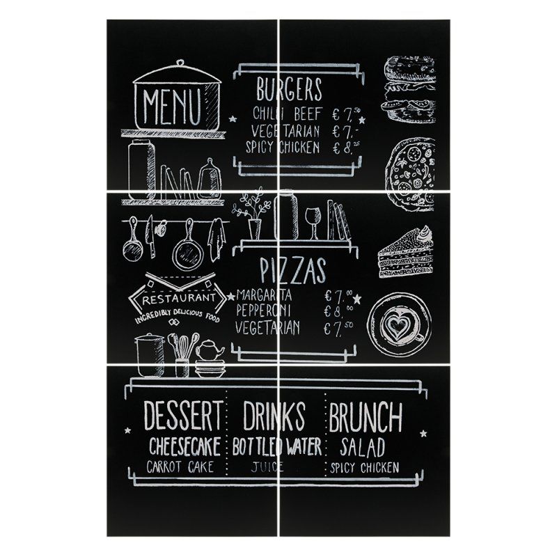 Securit FB-XXL tableau à craie et accessoires Noir Mélamine, Velcro