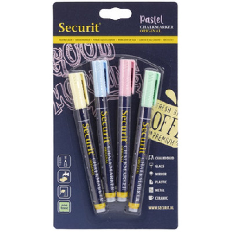 Securit Feutre-craie ORIGINAL SMALL, set de 4, pastel