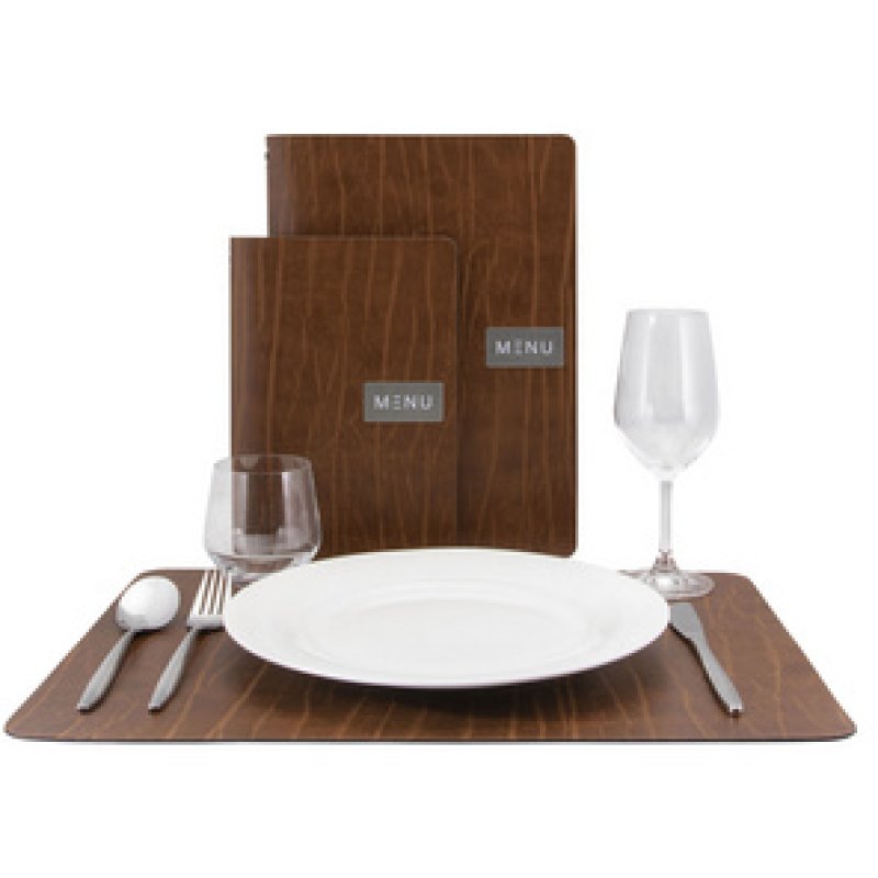 Securit Set de table "RUGA", en cuir véritable, marron