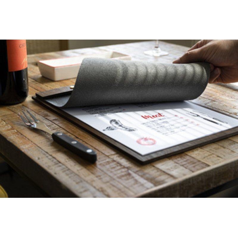 Securit Porte-menu "Walnut Leather", A4