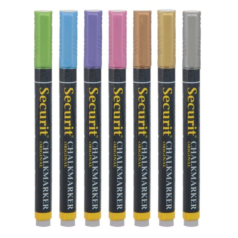 Securit BL-SMA100-V7-MT chalk marker Blue, Gold, Green, Pink, Purple, Silver 7 pc(s)