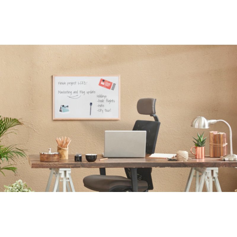 Bi-Office Tableau blanc, cadre en bois, (L)400 x (H)300 mm