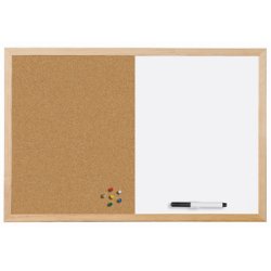 Bi-Office Tableau mixte, cadre en bois, (L)400 x (H)300 mm