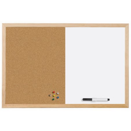 Bi-Office Tableau mixte, cadre en bois, (L)400 x (H)300 mm
