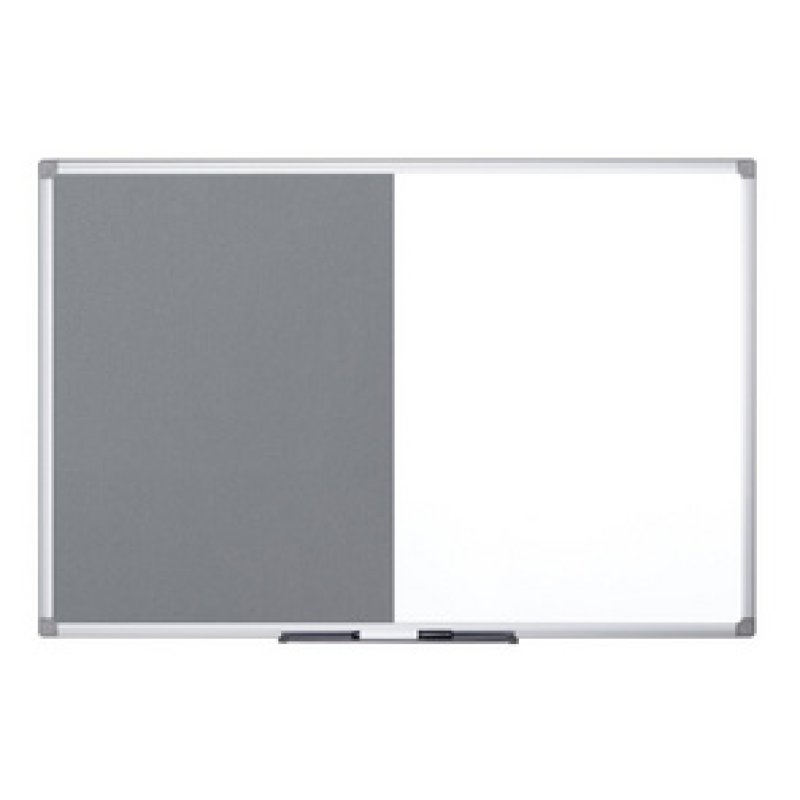 Bi-Office Tableau mixte, tableau blanc / feutre, gris