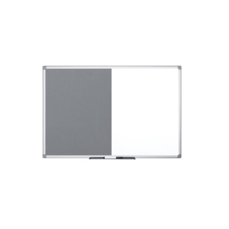 Bi-Office Tableau mixte, tableau blanc / feutre, gris