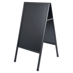 Bi-Office Panneau trottoir, avec tableau noir, cerisier