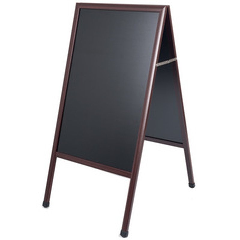 Bi-Office Panneau trottoir, avec tableau noir, cerisier