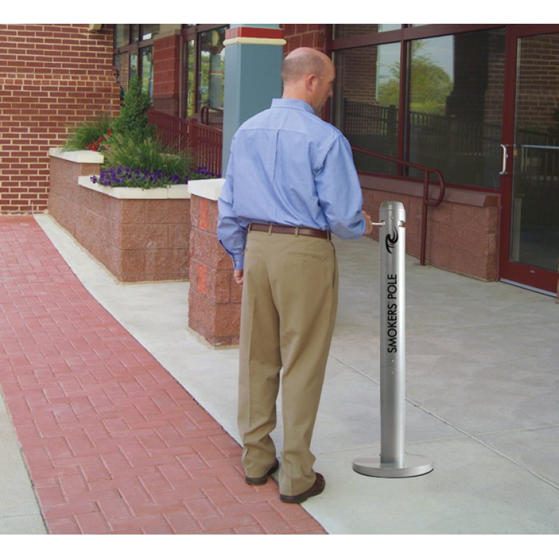 Rubbermaid Cendrier sur base Smokers' Pole, rond, argent