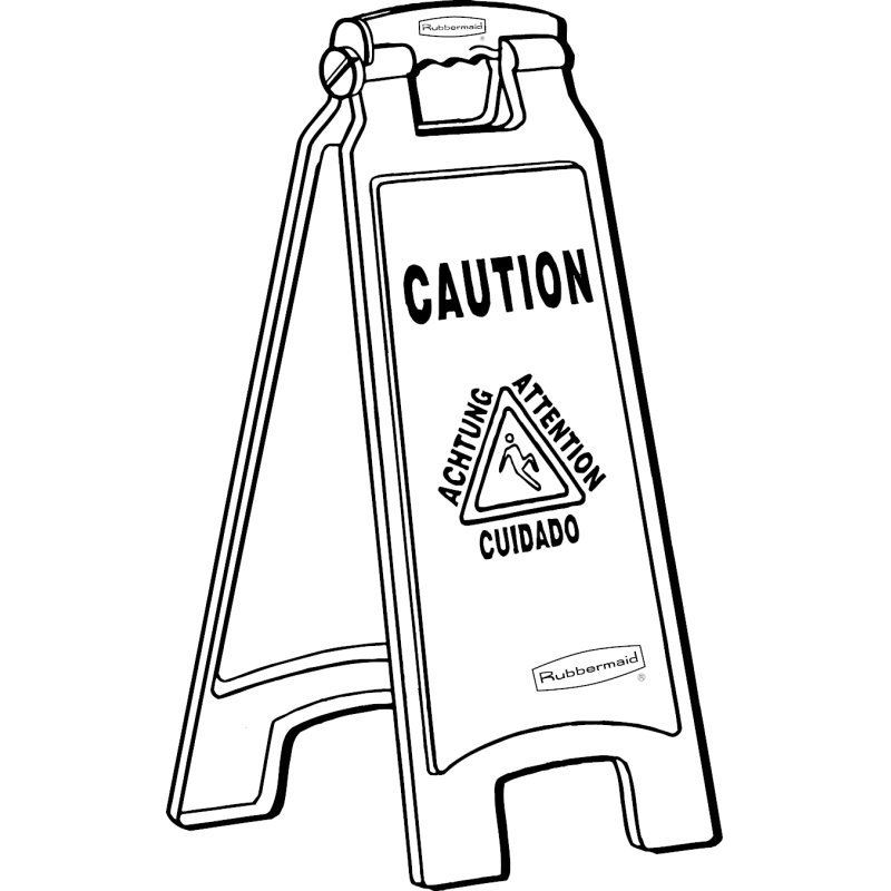 Rubbermaid Panneau d'avertissement "Caution", trilingue
