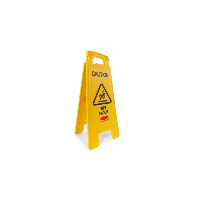 Rubbermaid "CAUTION WET FLOOR" SIGN, 2 SIDED, 26", YELLOW