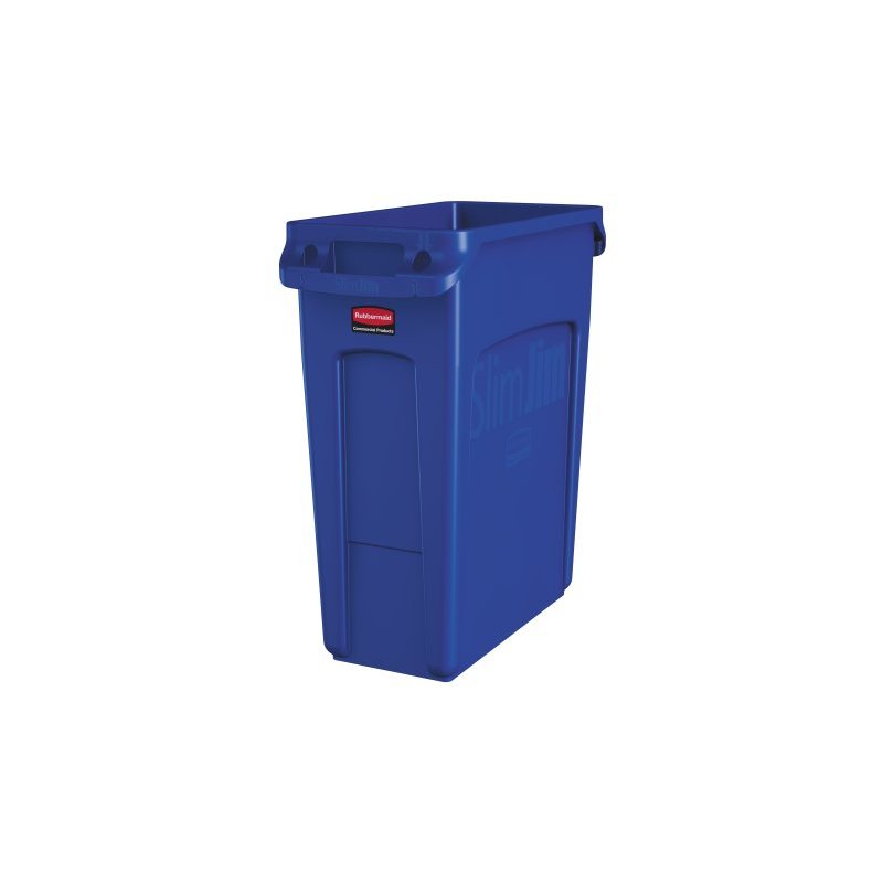 Rubbermaid Collecteur de déchets Slim Jim avec conduits,bleu