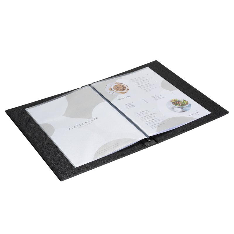 Europel Menu holder linen A4 black 6 pockets