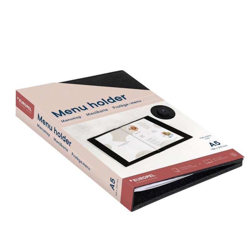 Europel Menu holder linen A5 black 6 pockets