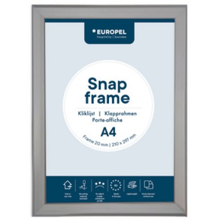 EUROPEL Cadre porte-affiche premium, A4, 20 mm, argent