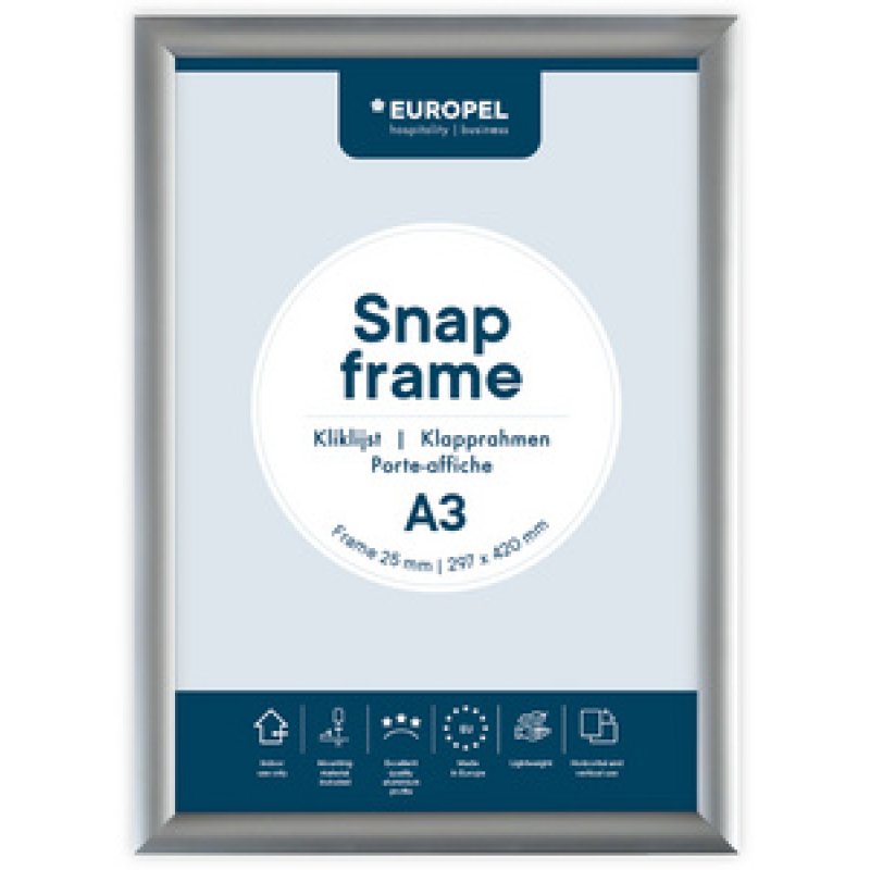 EUROPEL Cadre porte-affiche premium, A4, 25 mm, argent