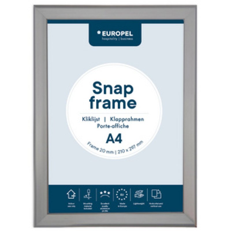 EUROPEL Cadre porte-affiche premium, A3, 20 mm, argent
