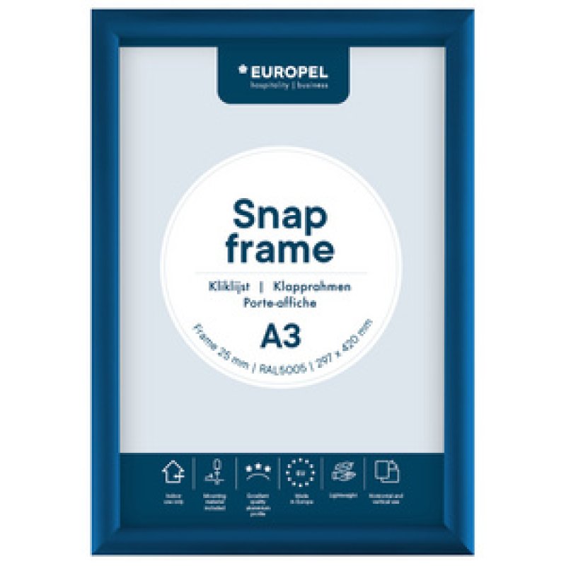 EUROPEL Cadre porte-affiche premium, A4, 25 mm, bleu