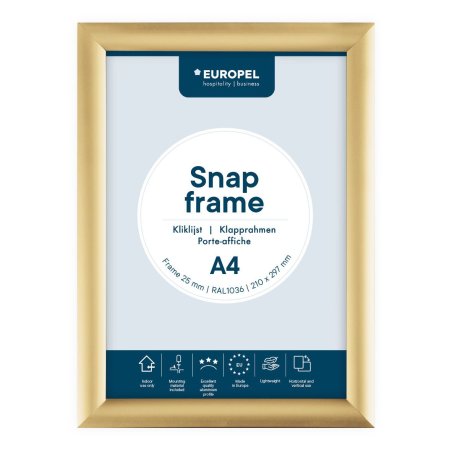 EUROPEL Cadre porte-affiche premium, A4, 25 mm, doré