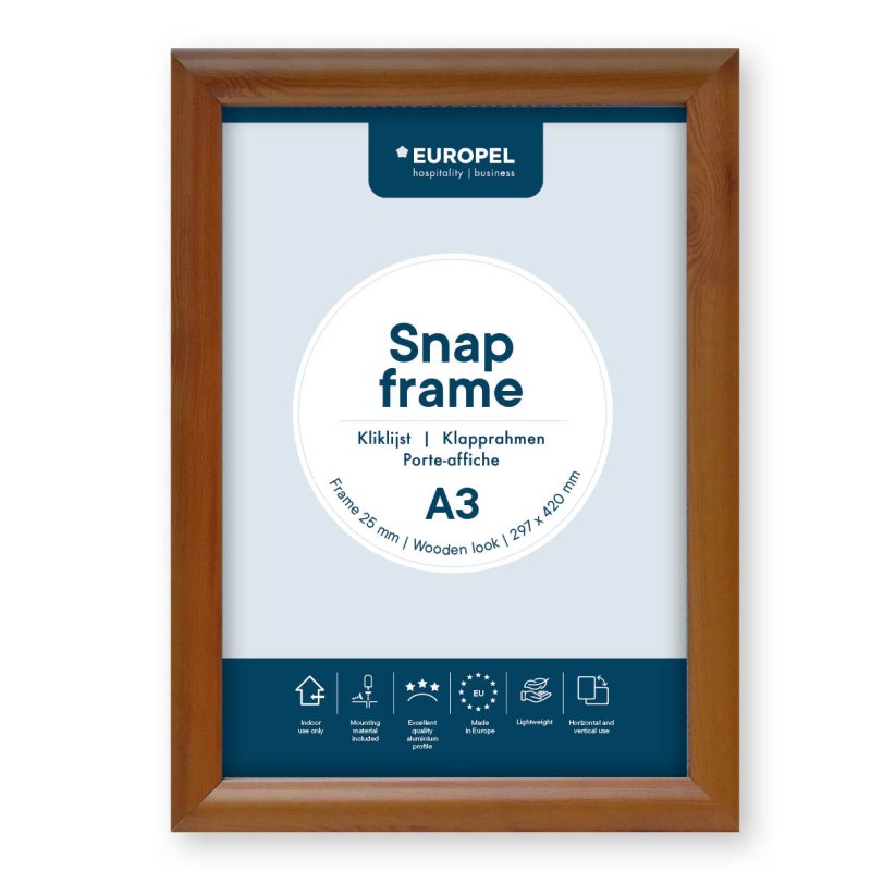 EUROPEL Cadre porte-affiche premium, A3, 25 mm, aspect bois