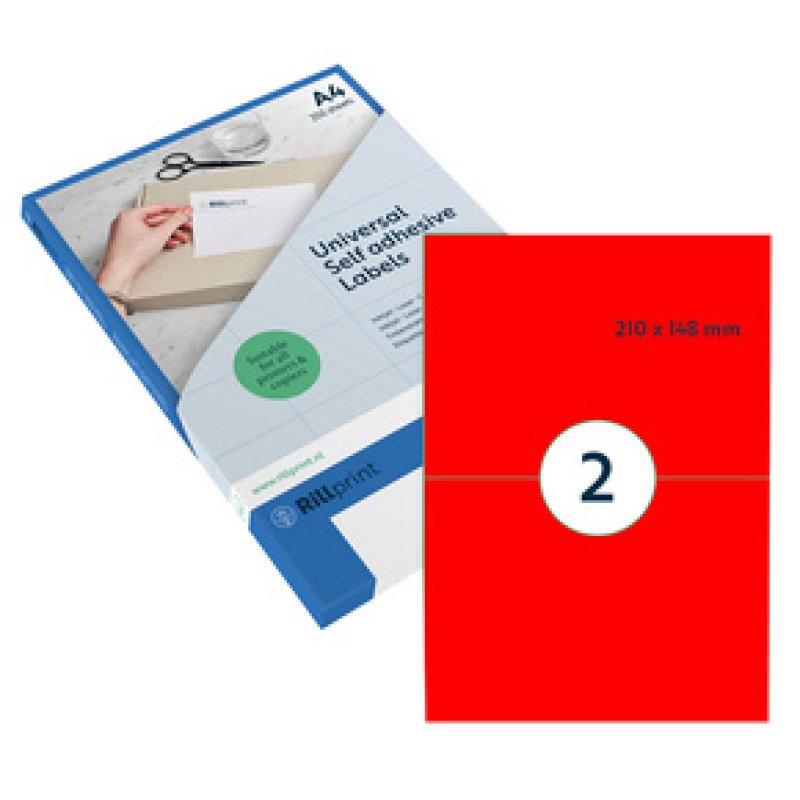 rillprint Étiquette fluorescente, 105 x 74 mm, rouge