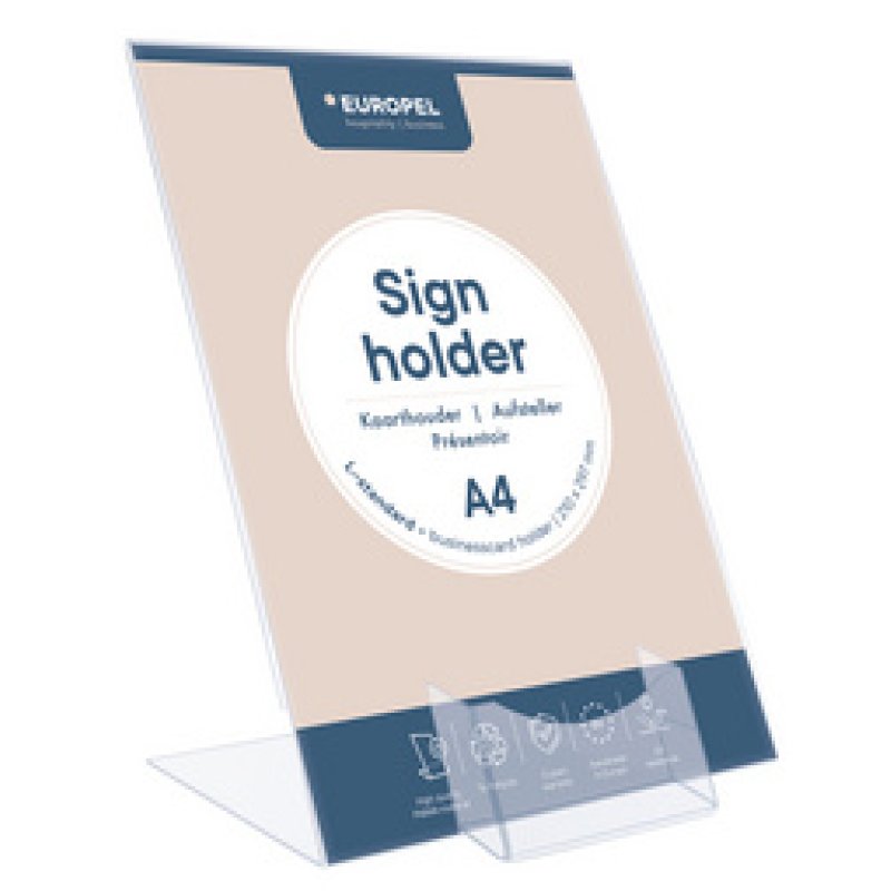 Europel 350126 support de panneau et stand d'information A7 Acrylique Transparent