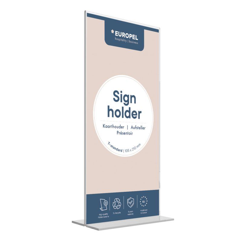 Europel Sign Holder T standard Acrylic 105x210mm