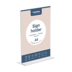 Europel 350054 support de panneau et stand d'information A5 Acrylique Transparent
