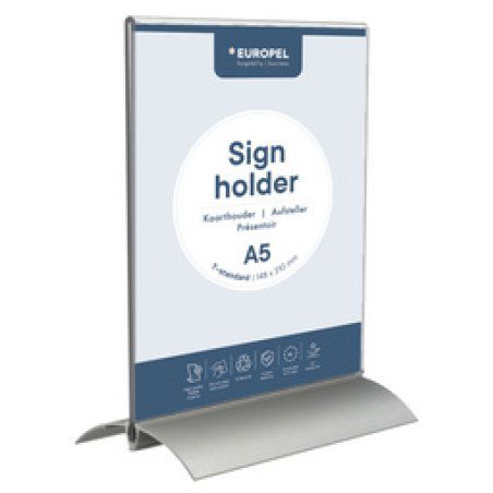 Europel Sign Holder T standard Portrait A5 Acrylic/Aluminium