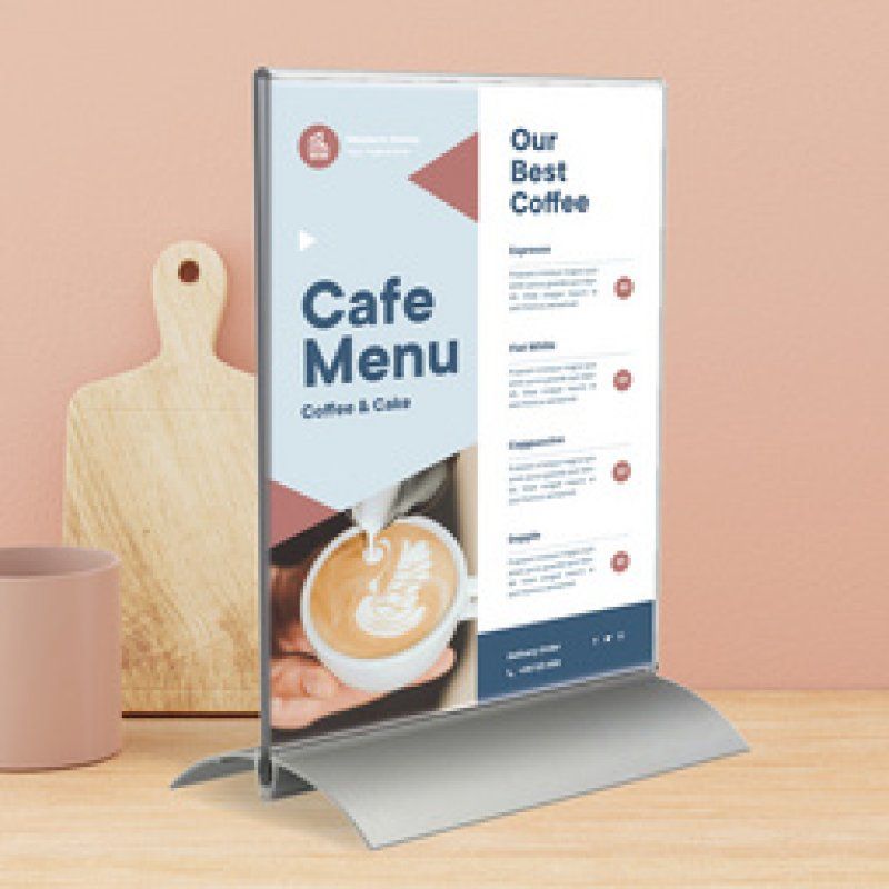 Europel 350061 support de panneau et stand d'information A5 Acrylique, Aluminium Transparent