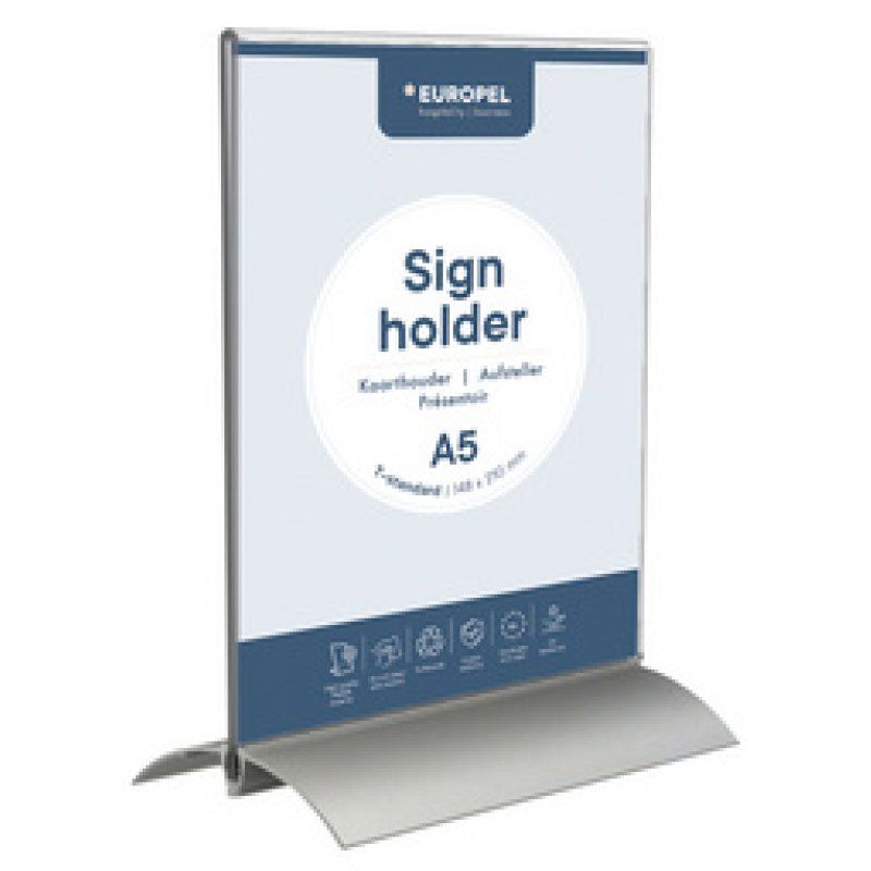 Europel Sign Holder T standard Portrait A4 Acrylic/Aluminium