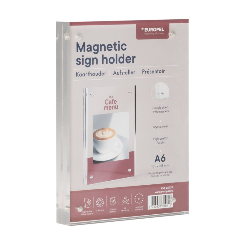 Europel 351011 support de panneau et stand d'information A6 Acrylique Transparent