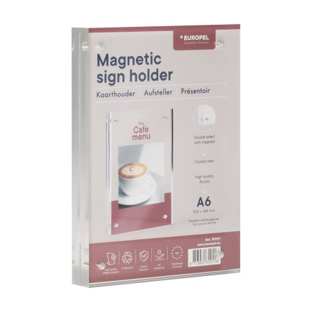 Europel 351011 support de panneau et stand d'information A6 Acrylique Transparent