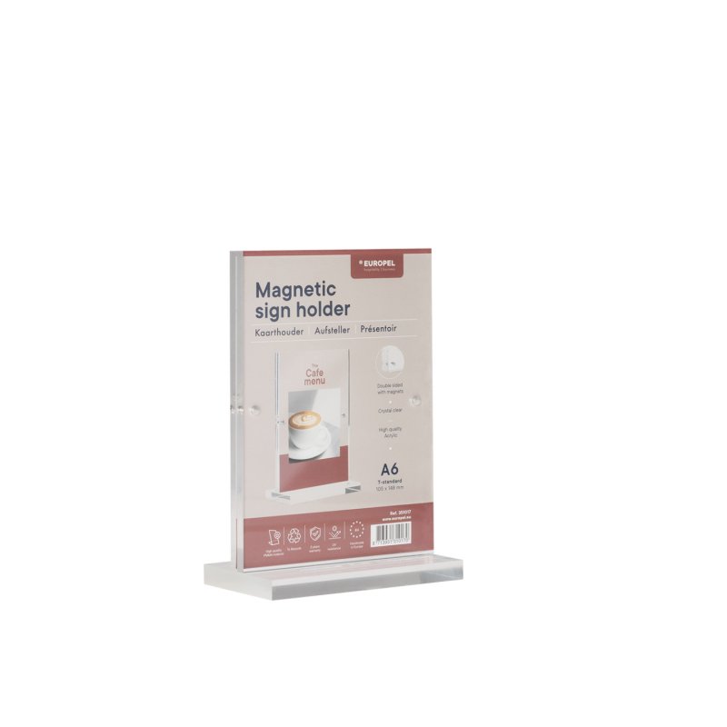 Europel 351017 support de panneau et stand d'information A6 Acrylique Transparent