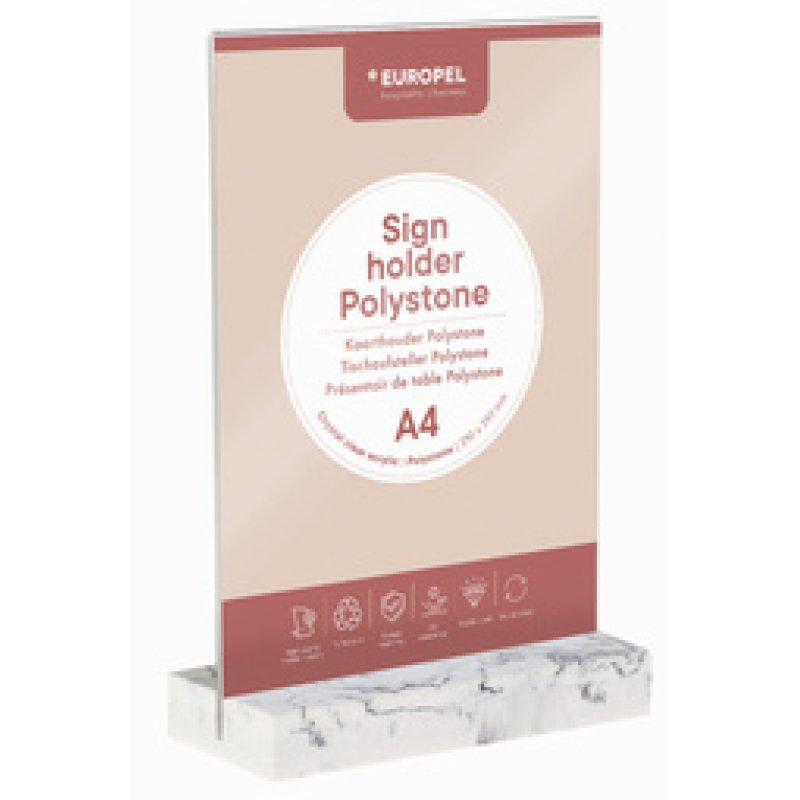 Europel 351021 support de panneau et stand d'information A5 Acrylique, Polystone Transparent, Blanc