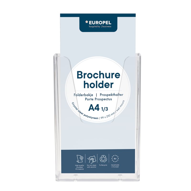 Europel Brochure holder 1/3 A4 Wall Mounted Clear