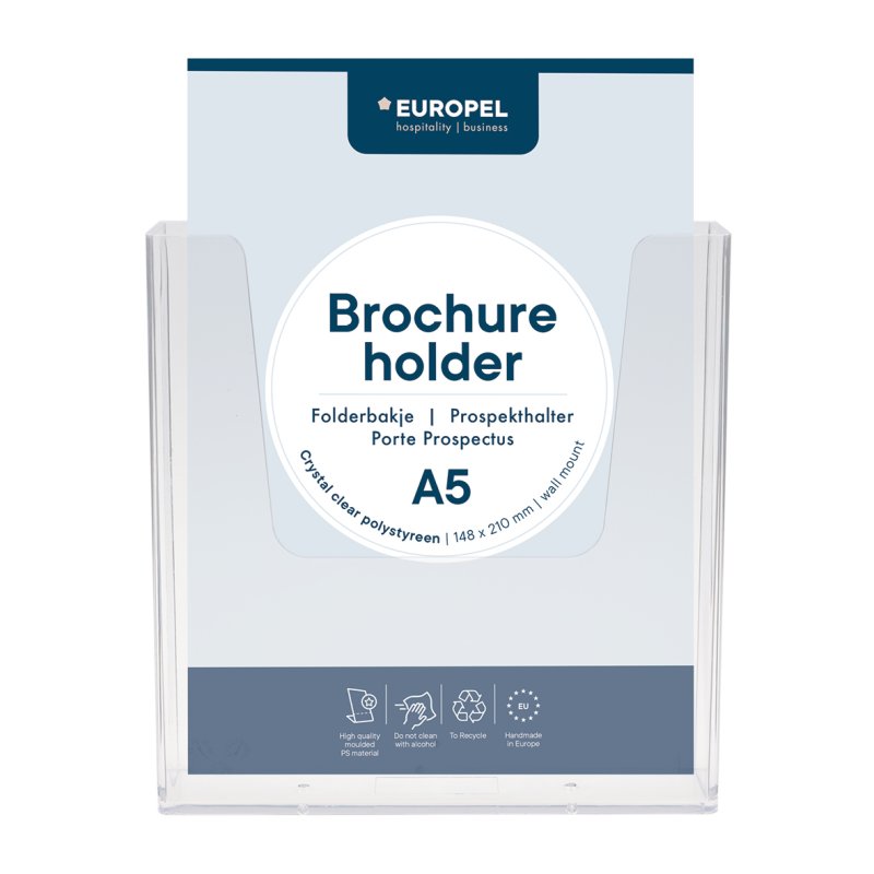 Europel Brochure holder A5 Wall Mounted Clear