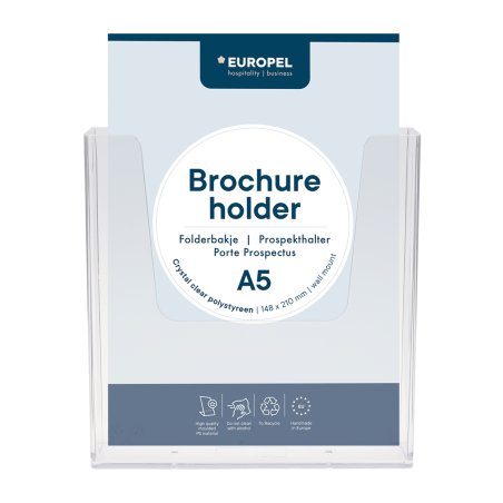 Europel Brochure holder A5 Wall Mounted Clear