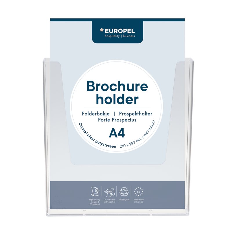 Europel Brochure holder A4 Wall Mounted Clear