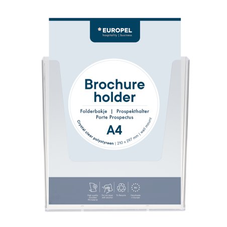 Europel Brochure holder A4 Wall Mounted Clear