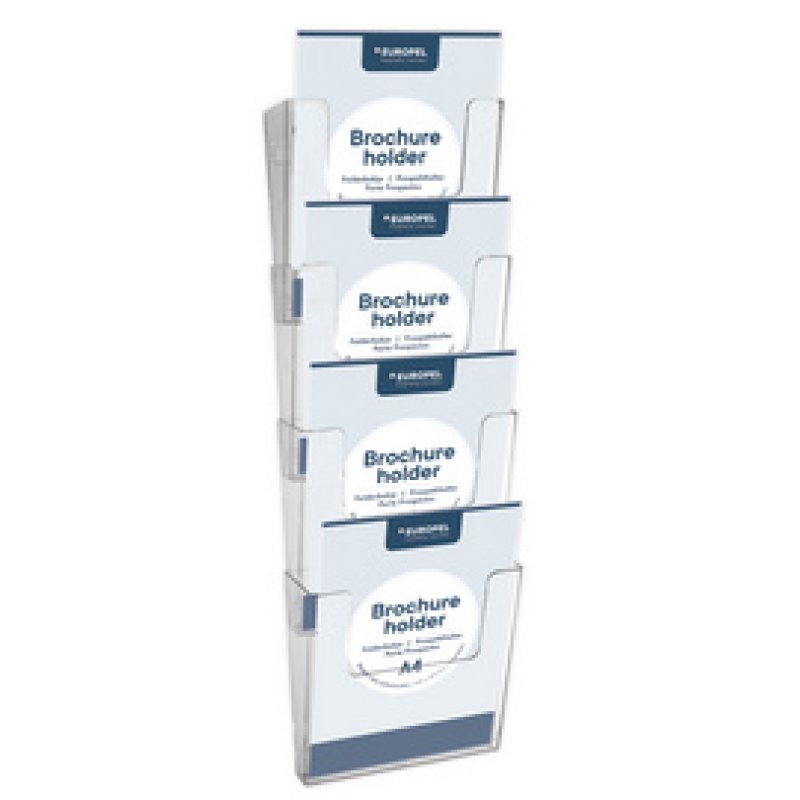Europel 350103 support de panneau et stand d'information Porte-brochures A4 Polystyrène Transparent