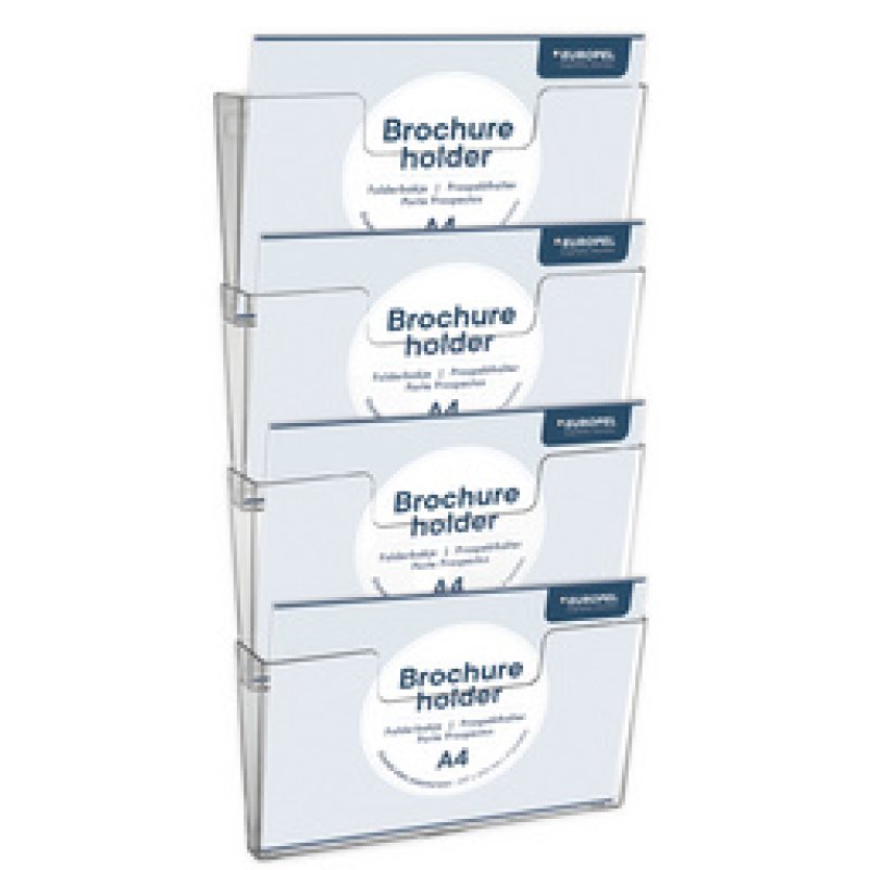 Europel 350104 support de panneau et stand d'information Porte-brochures A4 Polystyrène Transparent