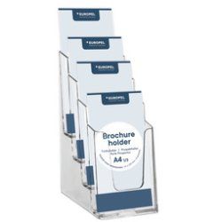 Europel 350106 support de panneau et stand d'information Porte-brochures A4 Polystyrène Transparent